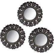 Mainstays 3 Pack Scroll 10" Mirror Set, Black